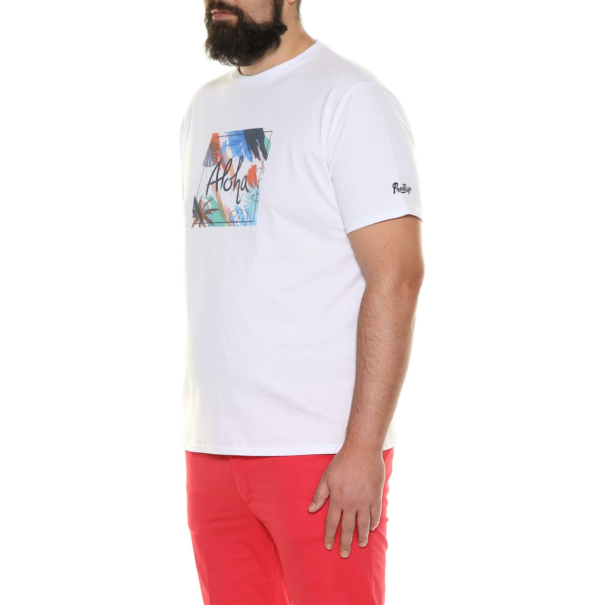 Maxitalia Aloha Print T-Shirt in White