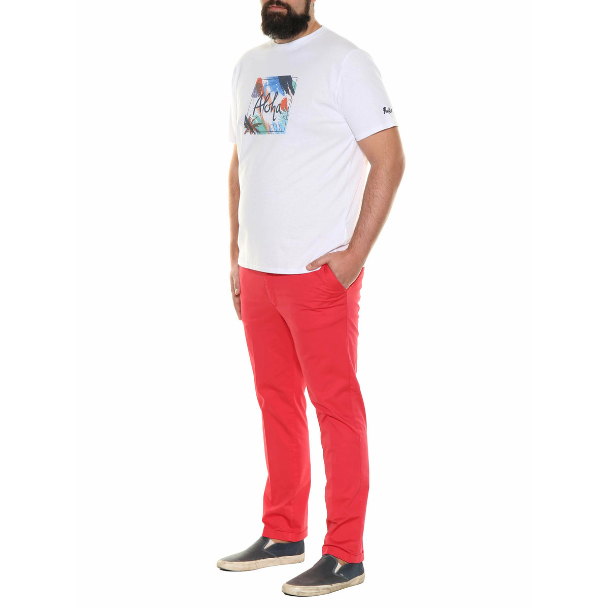 Maxitalia Aloha Print T-Shirt in White