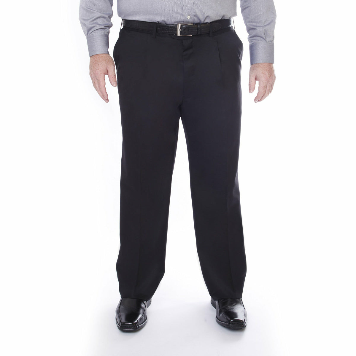 City Club Diplomat Wool Blend Washable Trousers in Black - Big Mens Clothing by Ron Bennett