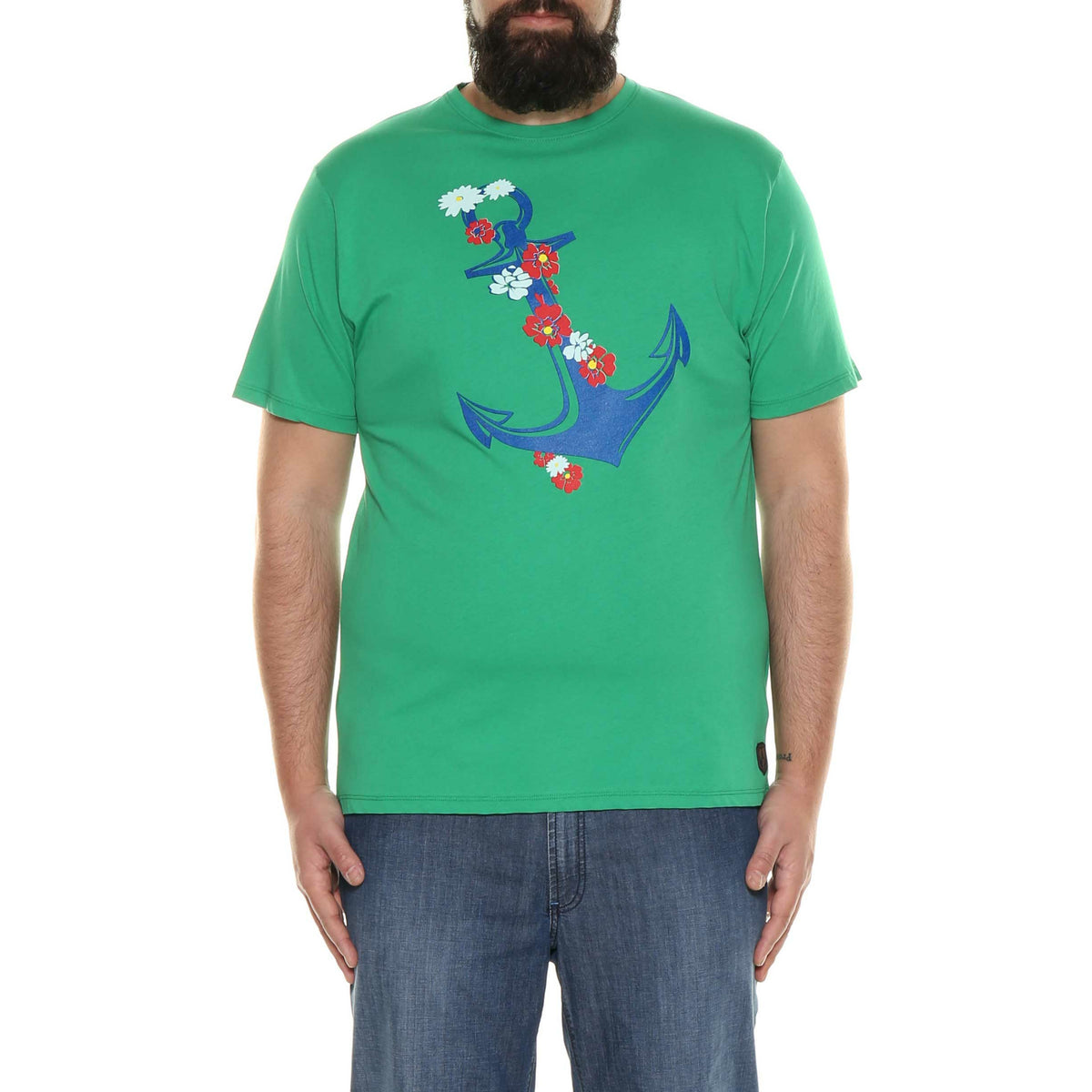 Maxitalia Anchor Print Cotton T-Shirt