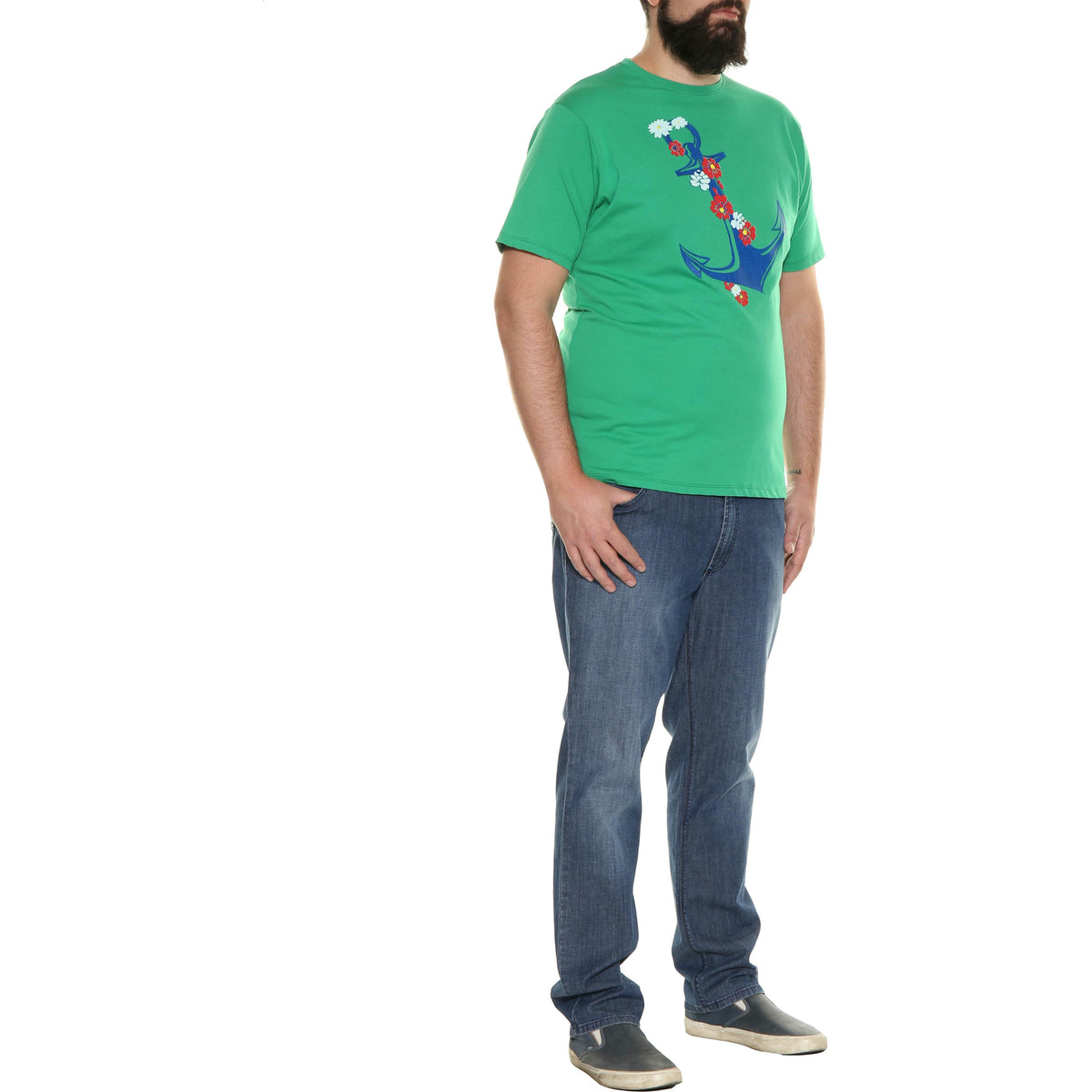 Maxitalia Anchor Print Cotton T-Shirt