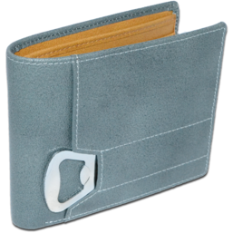 Tiger Teal Blue Genuine Leather Wallet with Bottle Opener in Gift Box