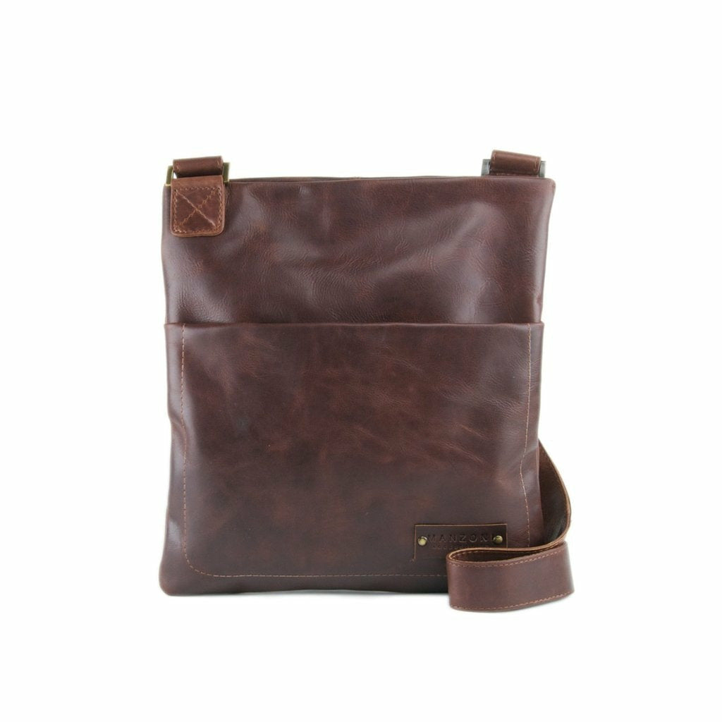 Tan Distressed Leather Messenger