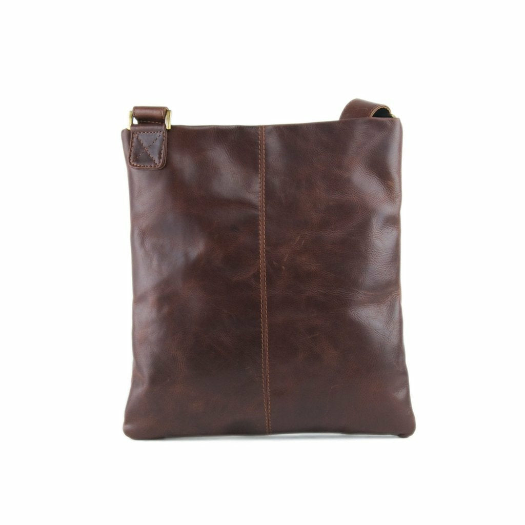 Tan Distressed Leather Messenger