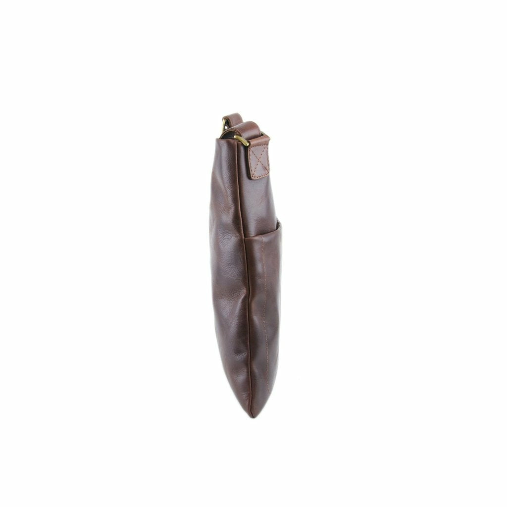 Tan Distressed Leather Messenger