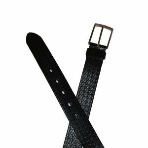 Fabian Black Leather Textured Belt 34mm wide