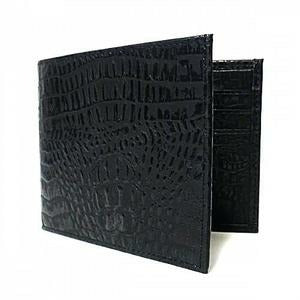 Kendrick Black Leather Crocodile Wallet