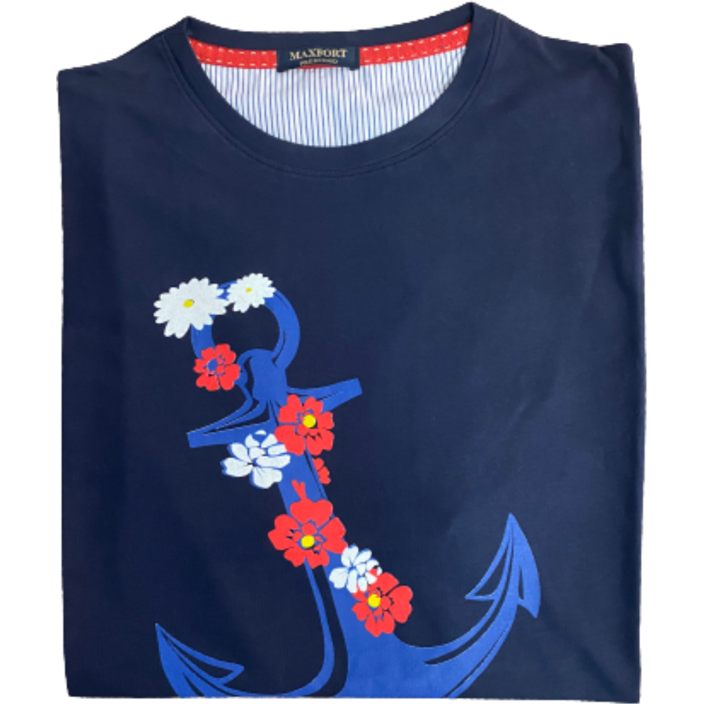 Maxitalia Anchor Print Cotton T-Shirt