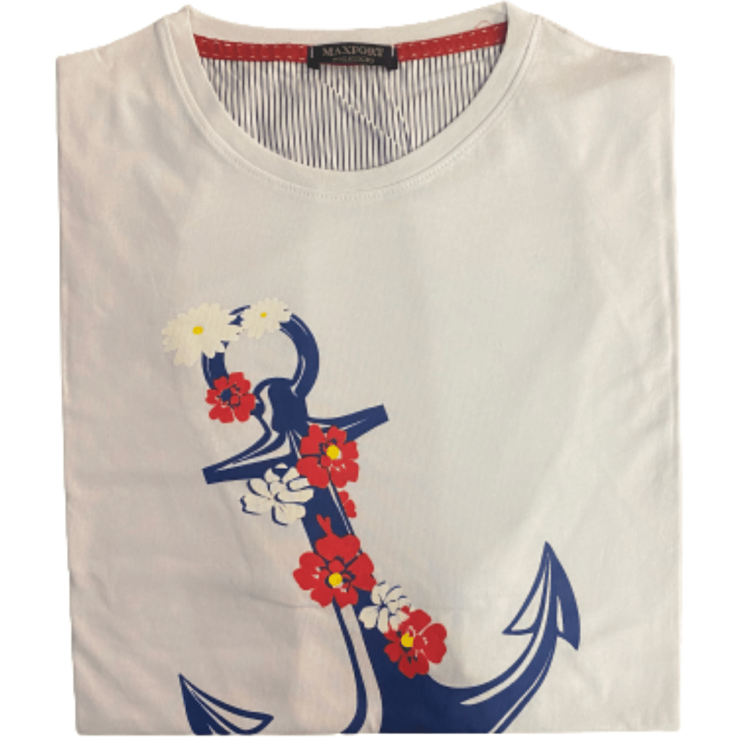 Maxitalia Anchor Print Cotton T-Shirt