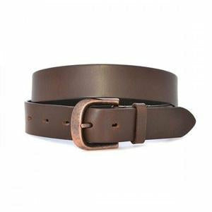 Pedro - Mens Brown Leather belt with Antique Copper Buckle