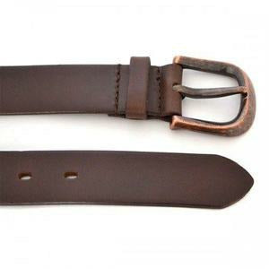 Pedro - Mens Brown Leather belt with Antique Copper Buckle