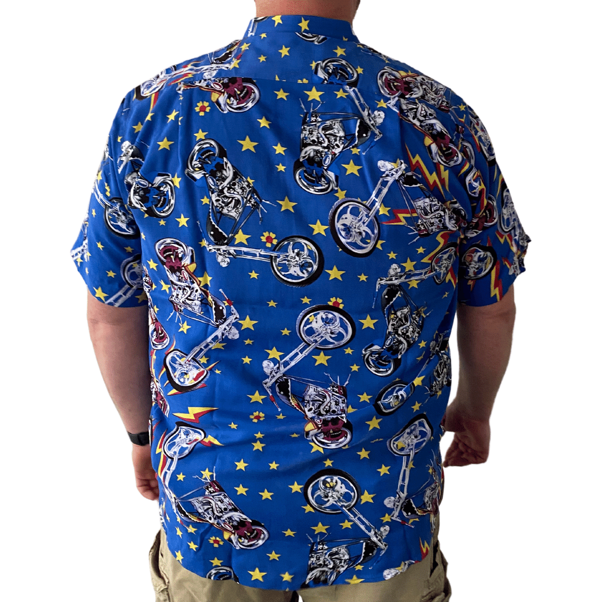 Maxitalia Printed Floral Short Sleeve Shirt in Royal