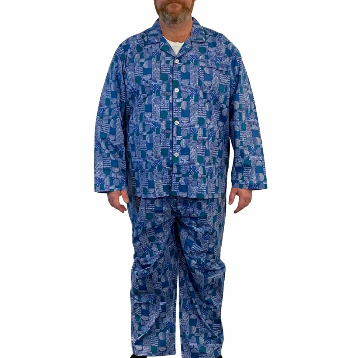 Contare Blue Patch Cotton Rich Long PJs Set
