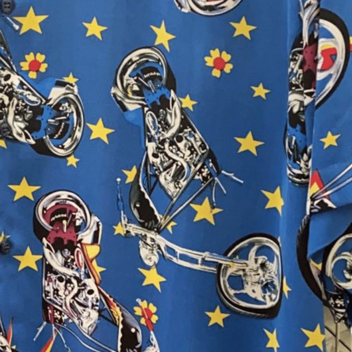 Maxitalia Printed Floral Short Sleeve Shirt in Royal