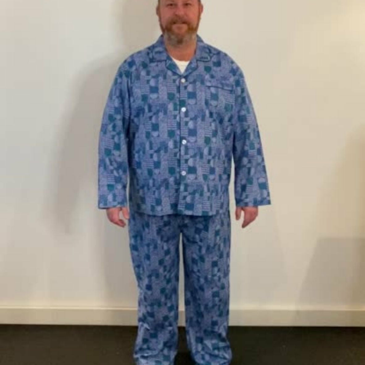 Contare Blue Patch Cotton Rich Long PJs Set