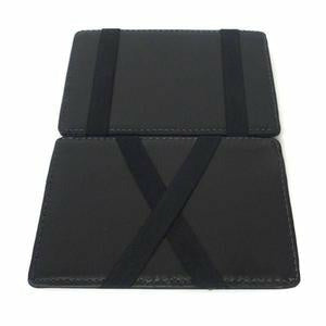Regan Black Genuine Leather Thin Magic Flip Wallet