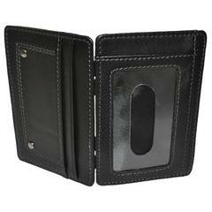 Regan Black Genuine Leather Thin Magic Flip Wallet