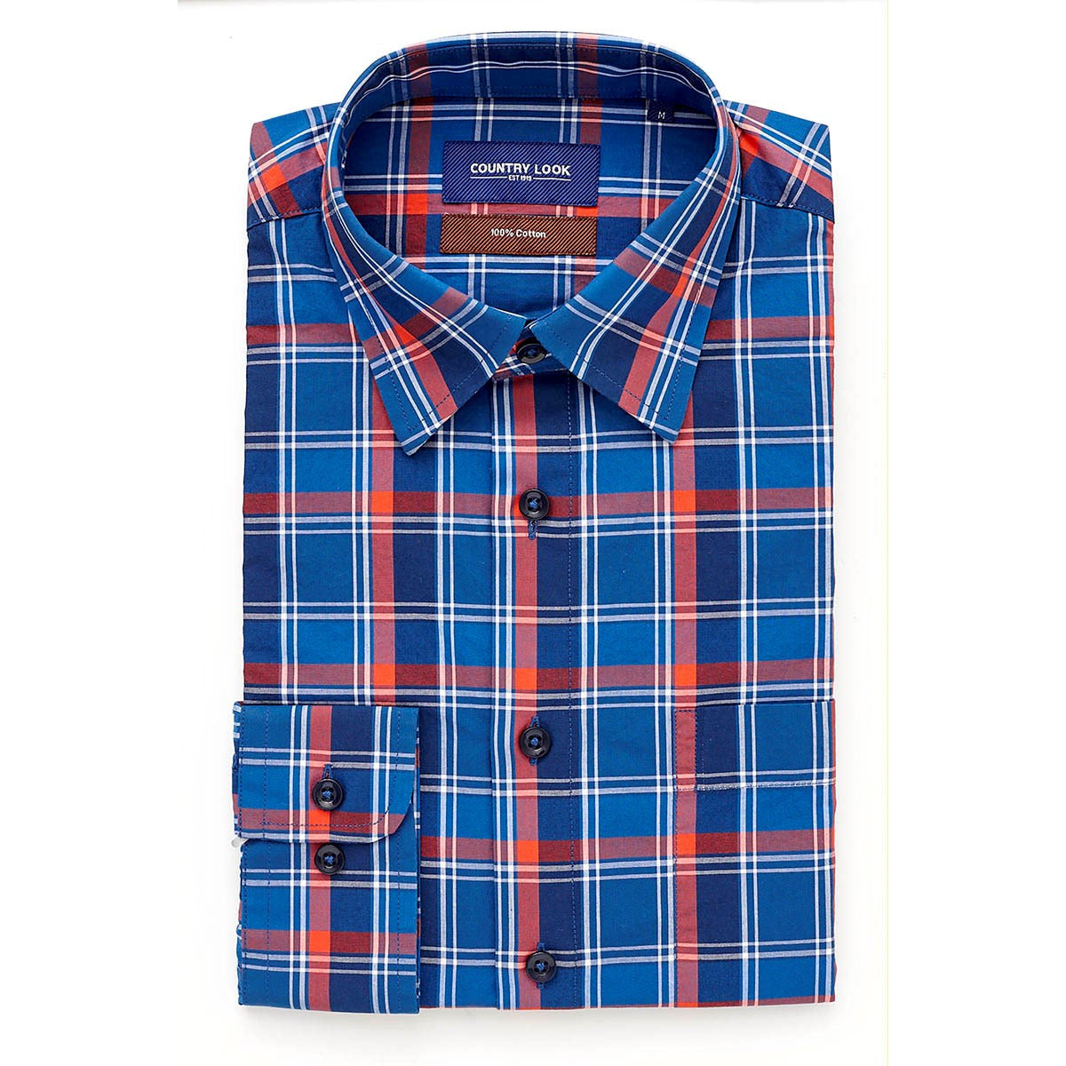 Romney Short Sleeve Shirt in Blue/Red Check