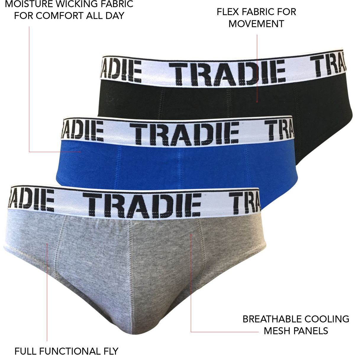 Tradies 3 Pack Big Fella&#39;s Brief
