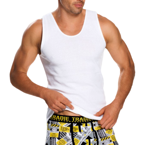 Tradies Big Fella Singlet White